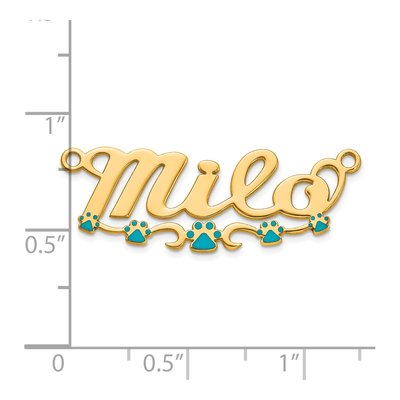 10K Yellow Gold Personalized Paw Print Name Plate Pendant – view 5