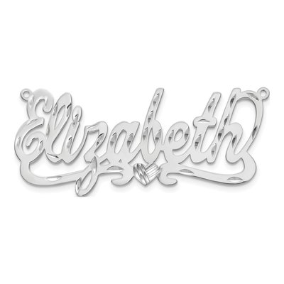 10K White Gold Personalized Heart Name Plate Pendant – view 4