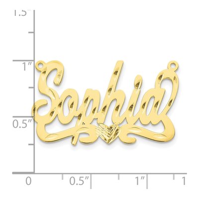 10K Yellow Gold Personalized Heart Name Plate Pendant – view 3