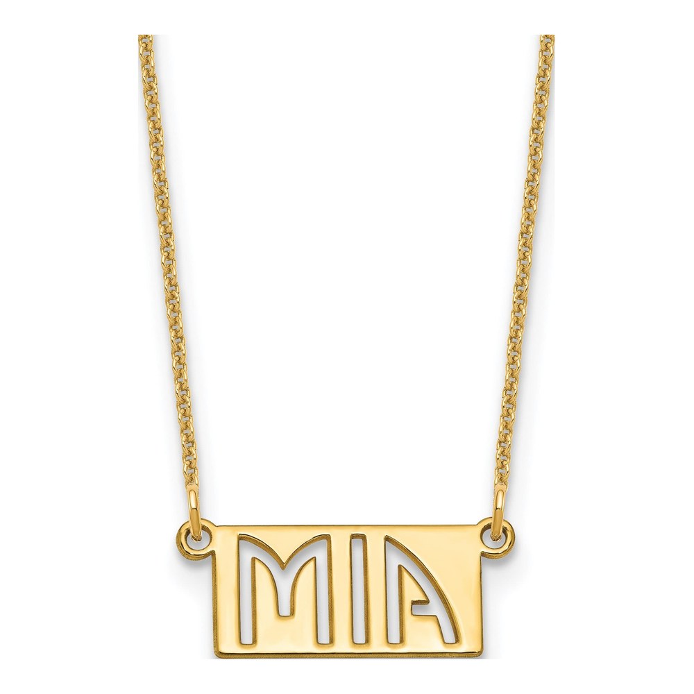 10K Yellow Gold 1-3 Letter Cut-Out Name Bar Necklace with Lobster Clasp