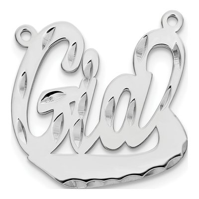 10K White Gold Diamond-Cut Name Plate Pendant – view 2