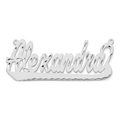 10K White Gold Diamond-Cut Name Plate Pendant – view 4