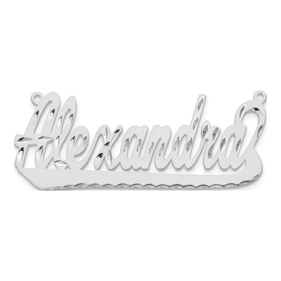 10K White Gold Diamond-Cut Name Plate Pendant – view 5