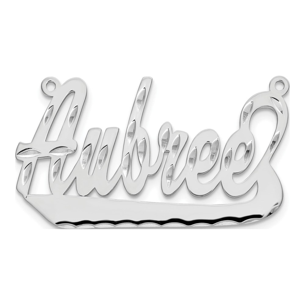 10K White Gold Diamond-Cut Name Plate Pendant