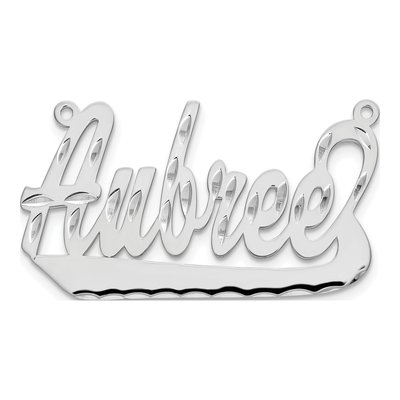 10K White Gold Diamond-Cut Name Plate Pendant