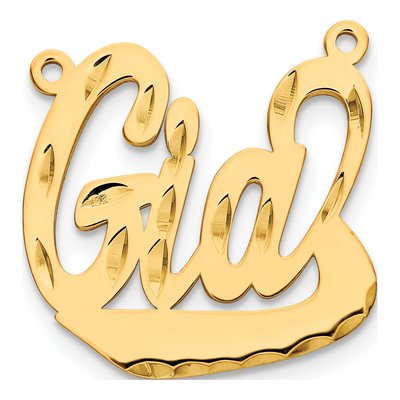 10K Yellow Gold Personalized Name Plate Pendant – view 2