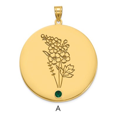 10K Yellow Gold Personalized Birth Flower Pendant – view 4