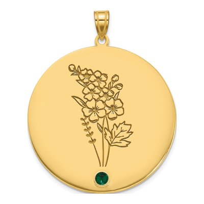 10K Yellow Gold Personalized Birth Flower Pendant
