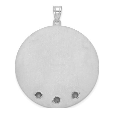 10K White Gold Personalized Circle Birth Flower Pendant – view 2