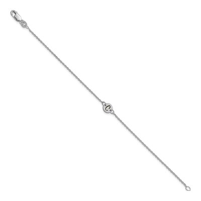 10K White Gold Initial Disc Bracelet – view 2