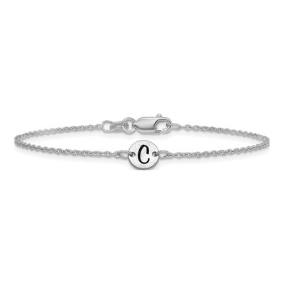 10K White Gold Initial Disc Bracelet – view 3