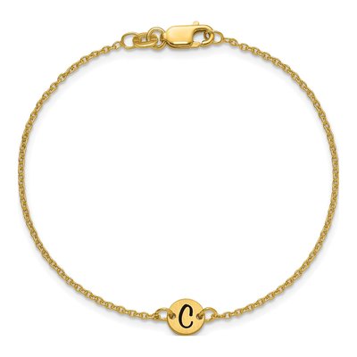 10K Yellow Gold Initial Disc Bracelet – view 4