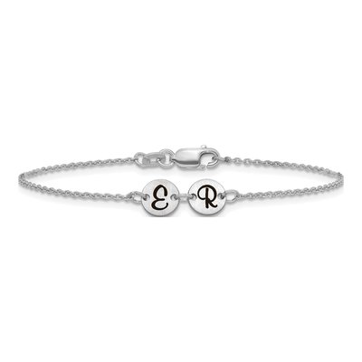10K White Gold Personalized Initial Disc Bracelet – view 3