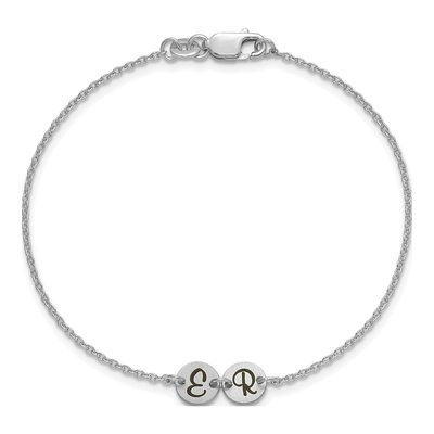10K White Gold Personalized Initial Disc Bracelet – view 4