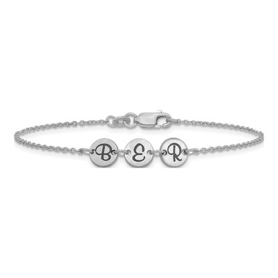 10K White Gold Initial Disc Station Bracelet – view 3