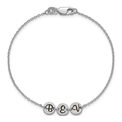 10K White Gold Initial Disc Station Bracelet – view 4