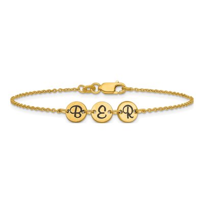 10K Yellow Gold Personalized Initial Disc Bracelet – view 3