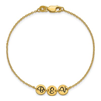 10K Yellow Gold Personalized Initial Disc Bracelet – view 4