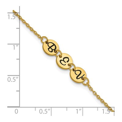 10K Yellow Gold Personalized Initial Disc Bracelet – view 5