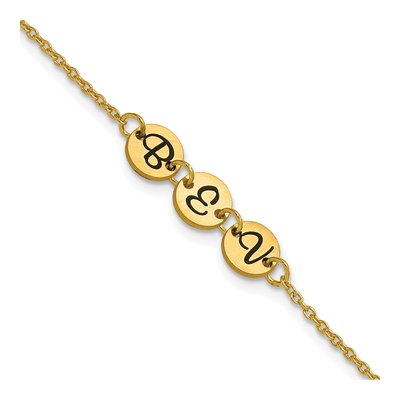 10K Yellow Gold Personalized Initial Disc Bracelet