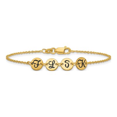 10K Yellow Gold 4-Station Initial Disc Bracelet – view 3