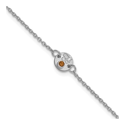 10K White Gold Personalized Initial Birthstone Bracelet