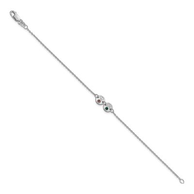 10K White Gold Personalized Disc Birthstone Bracelet – view 2