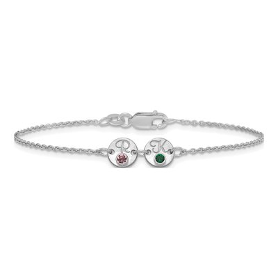10K White Gold Personalized Disc Birthstone Bracelet – view 3
