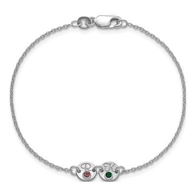 10K White Gold Personalized Disc Birthstone Bracelet – view 4
