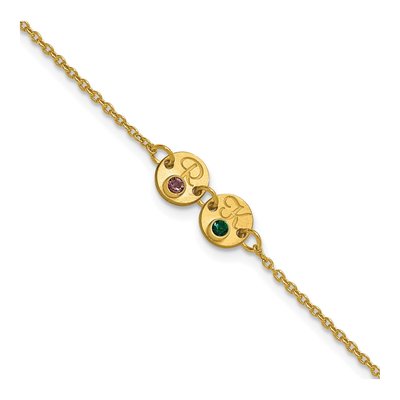 10K Yellow Gold Personalized 2-Disc Birthstone Bracelet