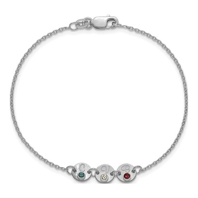 10K White Gold 3-Disc Initial Birthstone Bracelet – view 4
