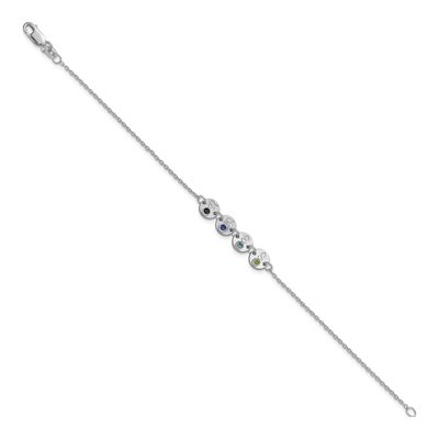 10K White Gold 4-Disc Initial Birthstone Bracelet – view 2