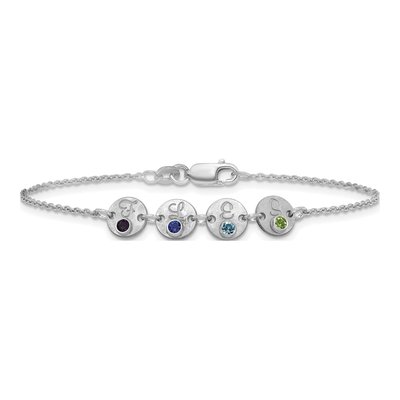 10K White Gold 4-Disc Initial Birthstone Bracelet – view 3