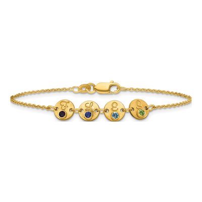 10K Yellow Gold Disc Initial Birthstone Bracelet – view 3