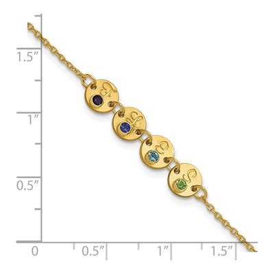 10K Yellow Gold Disc Initial Birthstone Bracelet – view 5