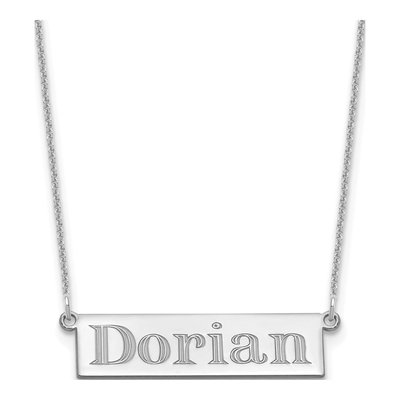 10K White Gold Personalized Name Bar Necklace