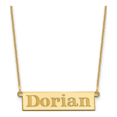 10K Yellow Gold Personalized Name Bar Necklace