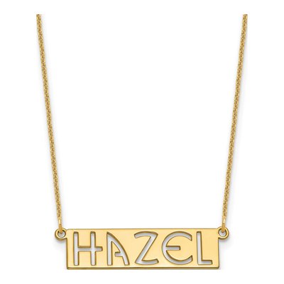 10K Yellow Gold Personalized Name Bar Necklace