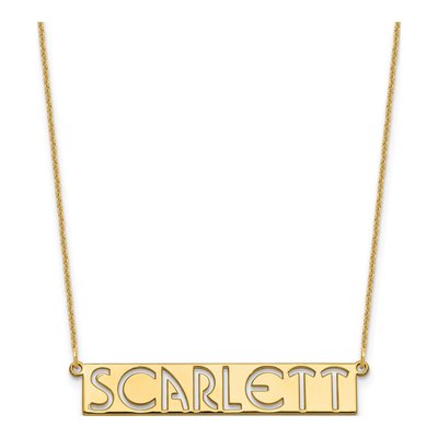 10K Yellow Gold Personalized Name Bar Necklace
