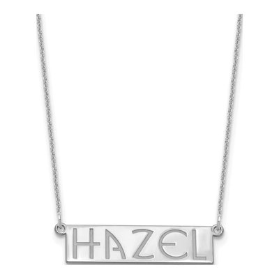 10K White Gold Personalized Name Bar Necklace