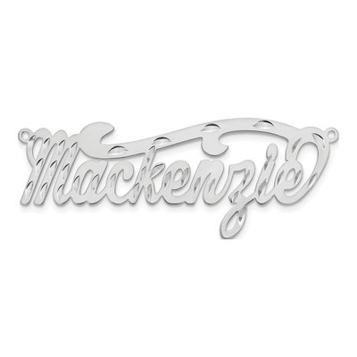 10K White Gold Diamond-Cut Name Plate Pendant – view 4