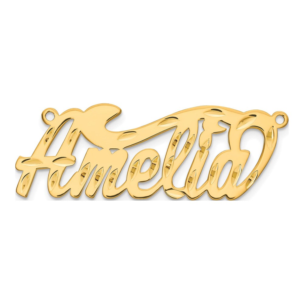 10K Yellow Gold Personalized Name Plate Pendant