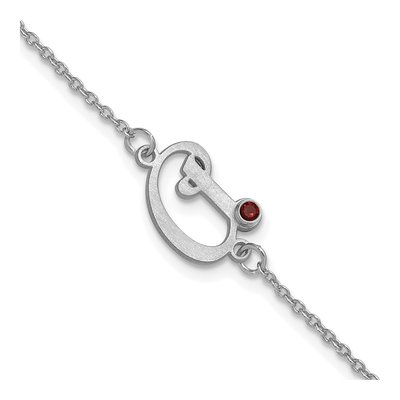 10K White Gold Initial Birthstone Bracelet