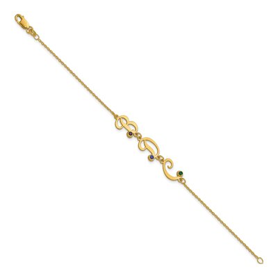 10K Yellow Gold Personalized Initial Birthstone Bracelet – view 5