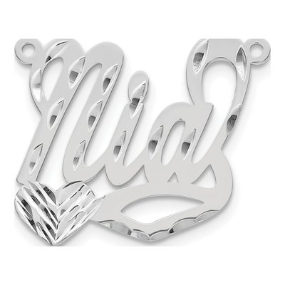 10K White Gold Diamond-Cut Heart Name Plate Pendant – view 2