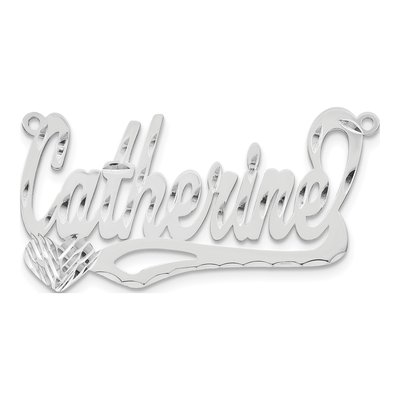 10K White Gold Diamond-Cut Heart Name Plate Pendant – view 5