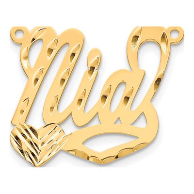 10K Yellow Gold Personalized Heart Name Plate Pendant – view 2
