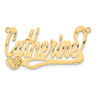 10K Yellow Gold Personalized Heart Name Plate Pendant – view 4