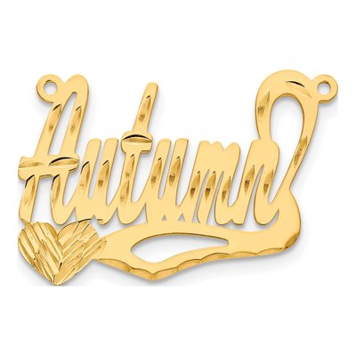 10K Yellow Gold Personalized Heart Name Plate Pendant
