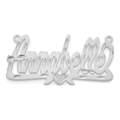 10K White Gold Diamond-Cut Heart Name Plate Pendant – view 4